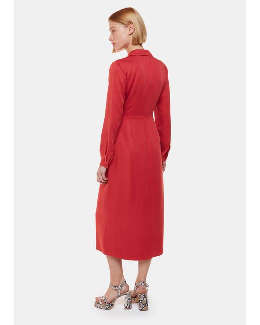 Whistles Red Elodie Tie Wrap Midi Dress