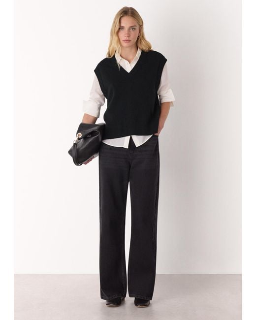 Whistles Black Wool V Neck Tank