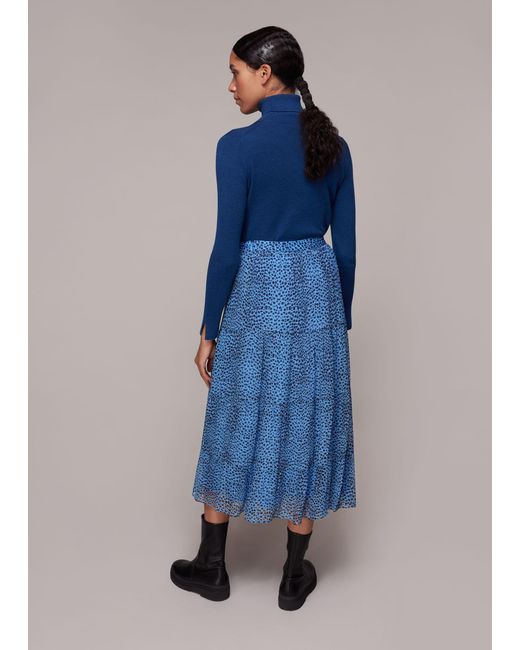 Whistles Blue Gradient Animal Print Skirt