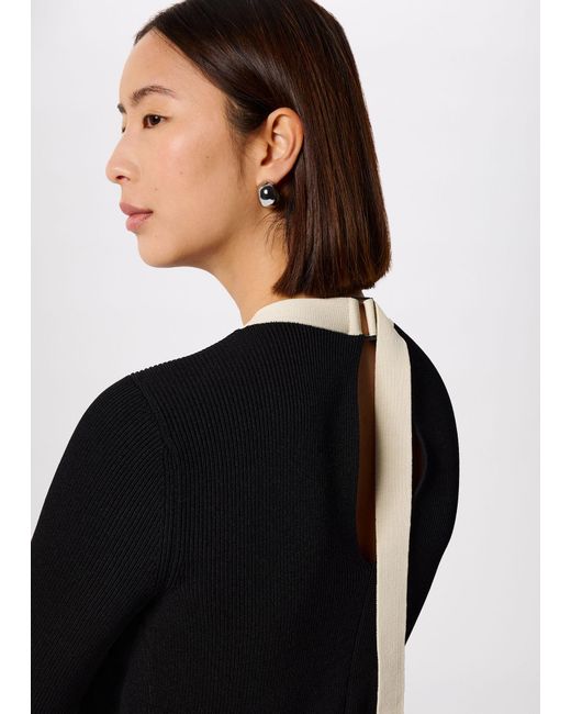 Whistles Black Tie Back Rib Knit Top