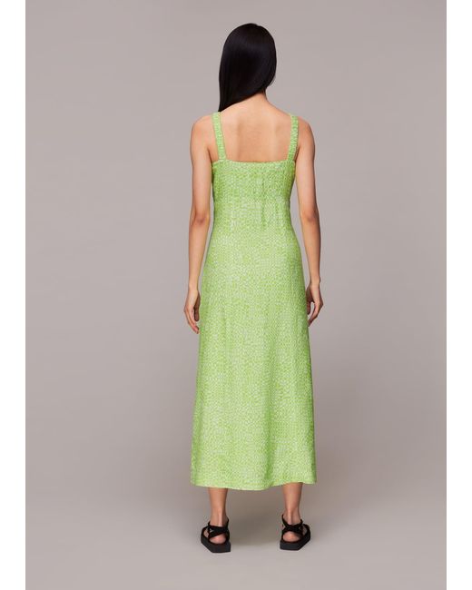 Whistles Green Warped Checkerboard Midi Dress