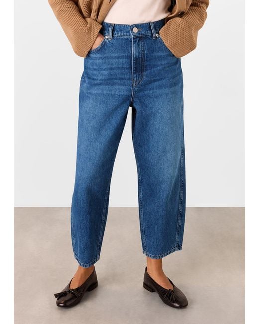 Whistles Blue Petite Authentic Barrel Leg Jean