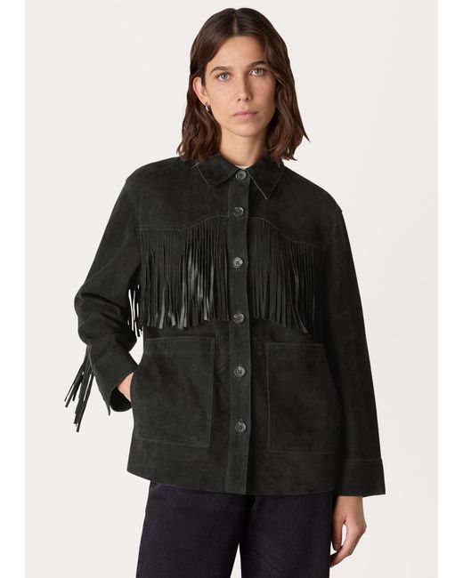 Whistles Blue Tassel Suede Jacket