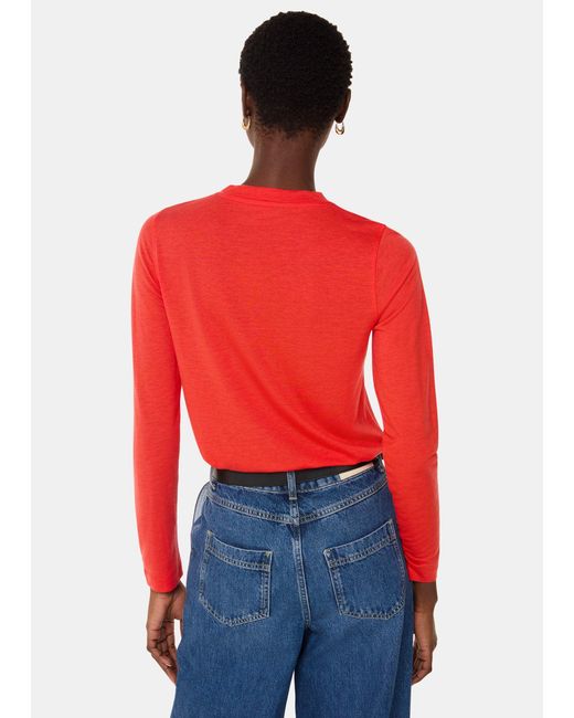 Whistles Red Wool Blend Crew Neck Top