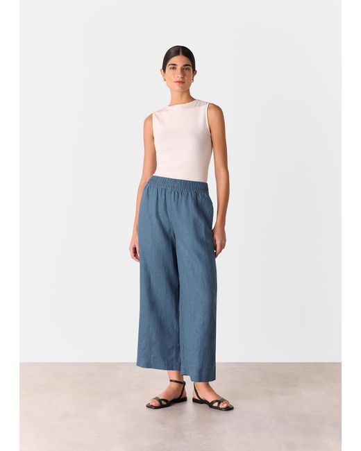 Whistles Blue Linen Pocket Trouser