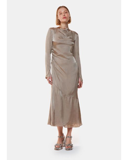 Whistles Natural Luna Cowl Neck Midi Dress