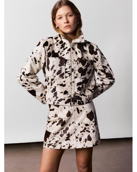 Whistles White Cow Print A Line Skirt