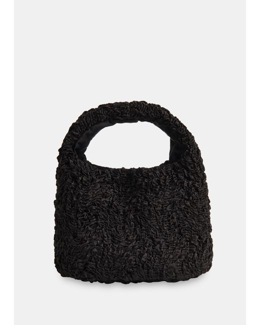 Whistles Black Luz Satin Ruched Mini Bag