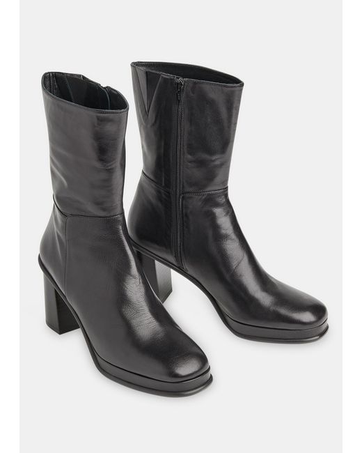 Whistles Black Clara Platform Heeled Boot