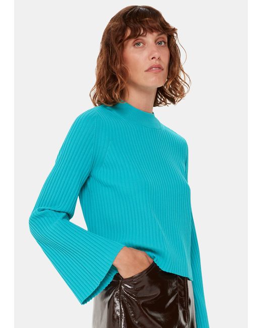 Whistles Blue Fluted Sleeve Tunic