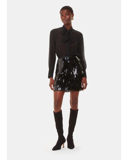 Whistles Black Sword Sequin Mini Skirt