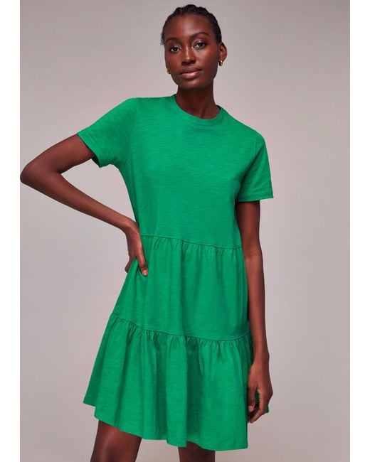 Whistles Short Tiered Jersey Dress in Green Lyst UK