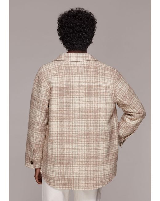 Whistles Natural Classic Wool Checked Overshirt