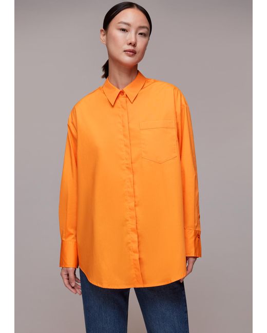 Whistles Orange Oversized Button Up Shirt
