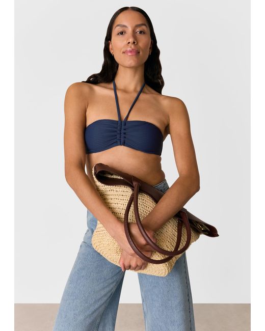Whistles Blue Mixed Rib Halter Bikini Top