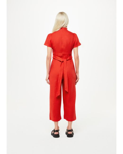 Whistles Red Petite Emmie Linen Jumpsuit