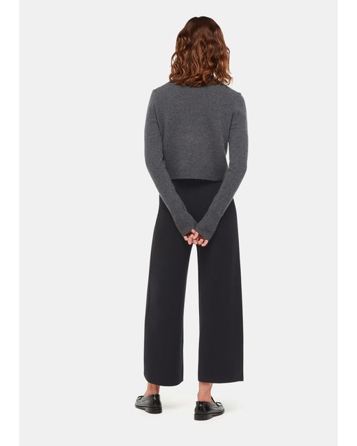 Whistles Blue Knitted Wide Leg Trouser