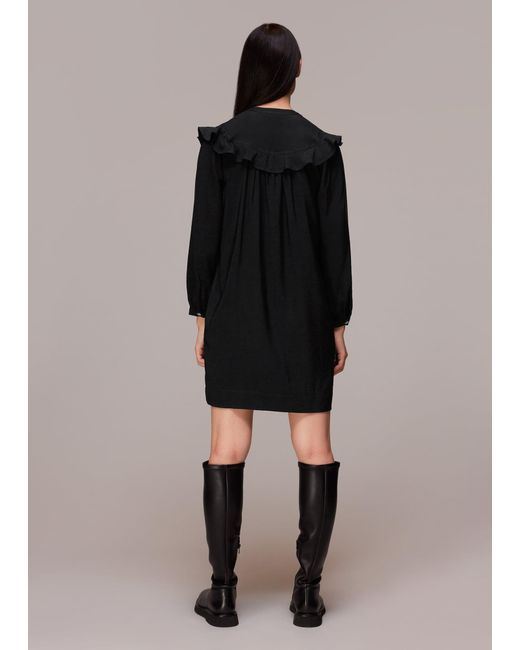 Whistles Black Dara Frill Detail Dress