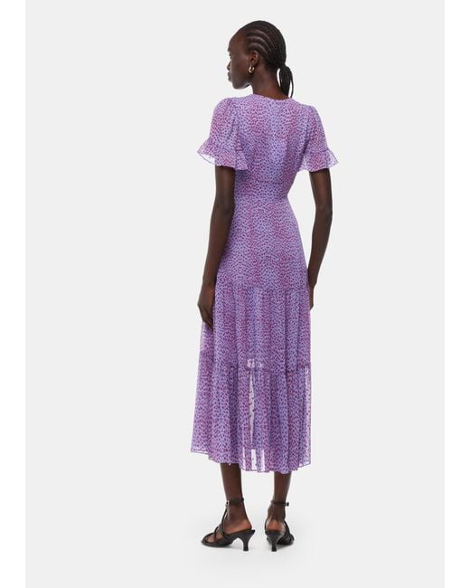 Whistles Purple Sketched Cheetah Dobby Dress
