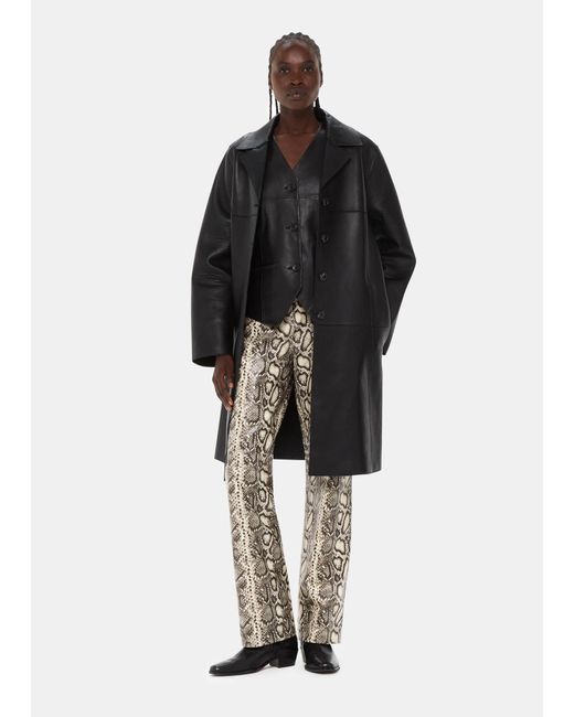 Whistles Black Snake Print Leather Trousers