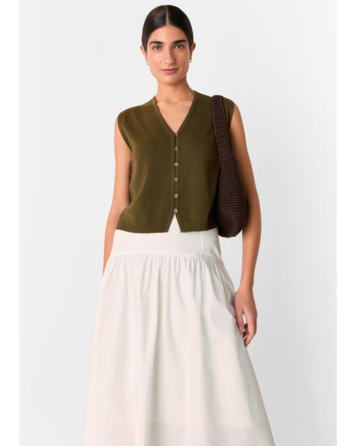 Whistles Green Bailey Button Through Tank