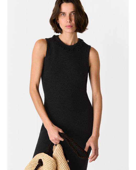 Whistles Black Fringe Detail Knitted Dress
