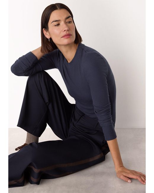 Whistles Blue Essential Ribbed Crew