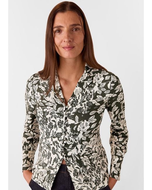 Whistles Multicolor Cut Stems Button Down Blouse