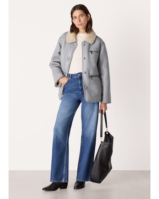 Whistles Gray Angelina Faux Fur Jacket