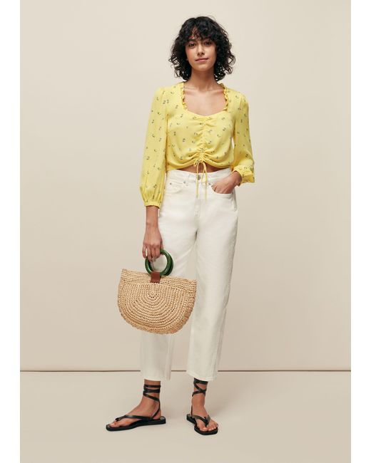 Whistles Natural Forget Me Not Drawstring Top