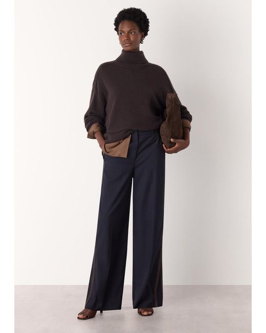 Whistles Black Cashmere Seam Roll Neck Knit