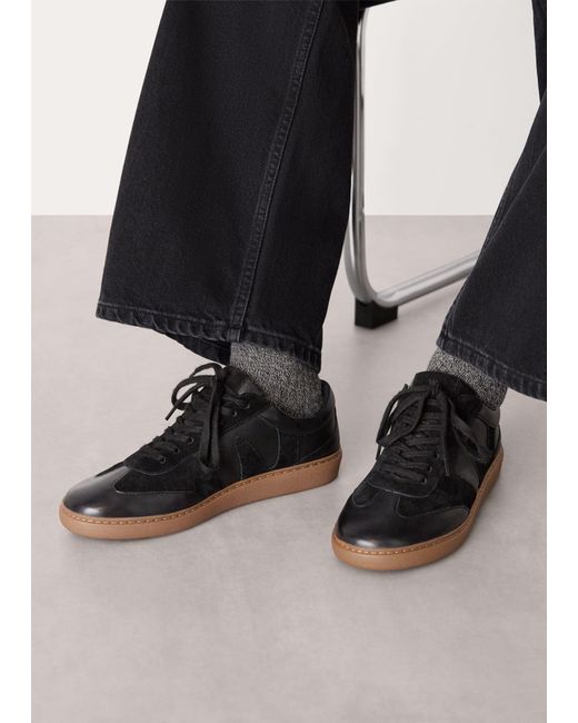 Whistles Black Suede Leather Mix Trainer