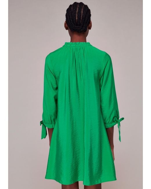 Whistles Green Lydia Gathered Trapeze Dress