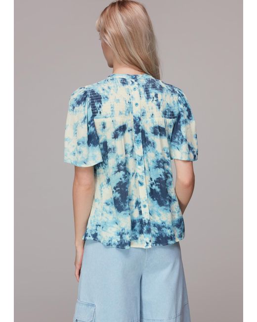 Whistles Blue Tie Dye Textured Blouse