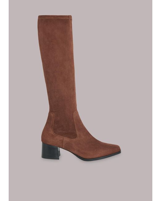 Whistles Brown Blaire Stretch Knee High Boot