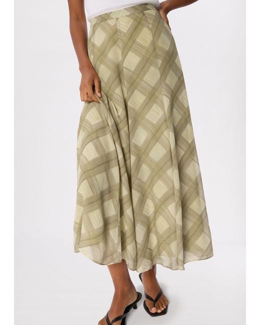 Whistles White Check Midi Skirt