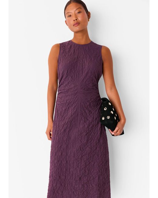 Whistles Petite Lori Textured Midi Dress