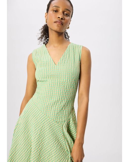 Whistles Green Check V Neck Asymmetric Dress