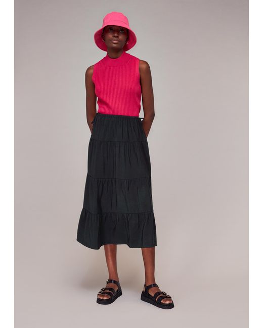 Whistles Pink Tie Side Tiered Skirt