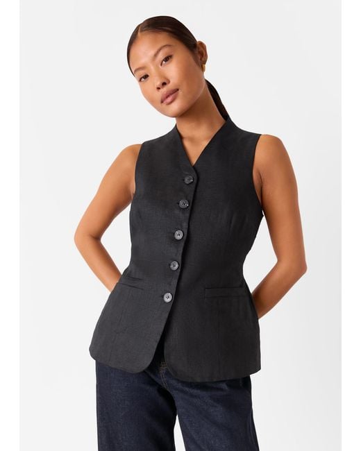 Whistles Black Petite Molly Linen Waistcoat