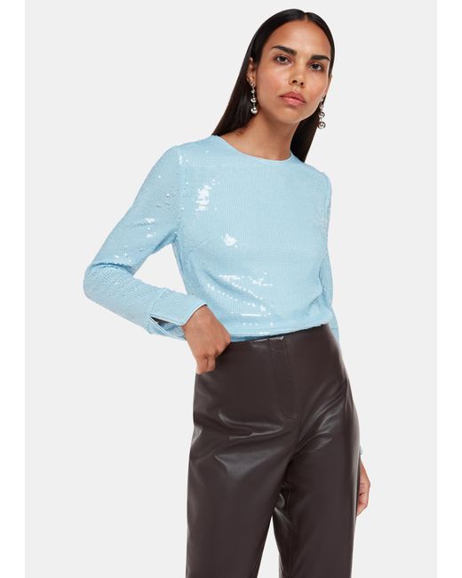 Whistles Blue Sequin Minimal Tunic Top
