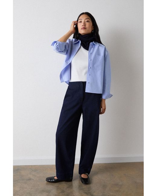Whistles Blue Boxy Oxford Cotton Shirt
