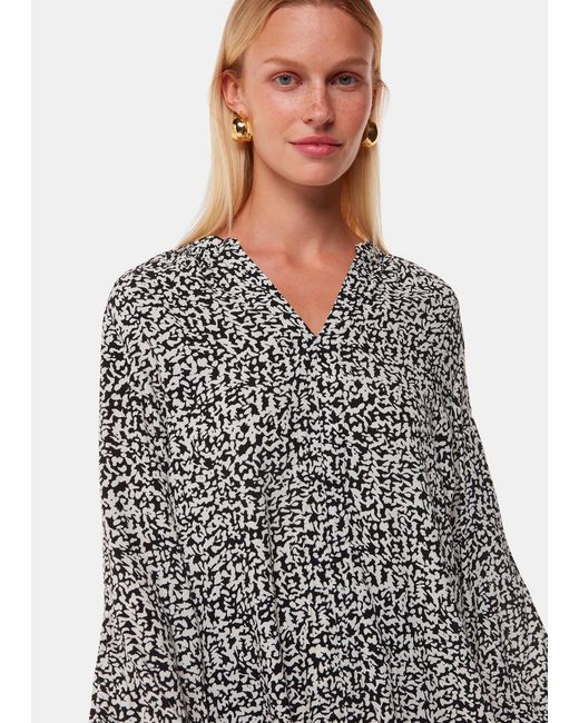 Whistles Gray Scribble Print Blouse