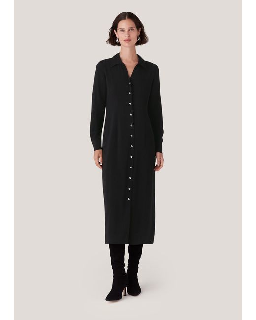 Whistles Black Maxi Button-Down Shirt Dress