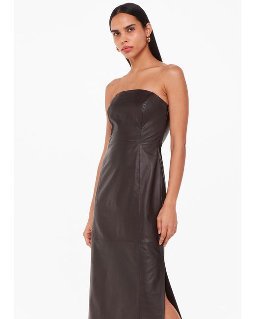 Whistles Brown Leather Bandeau Dress