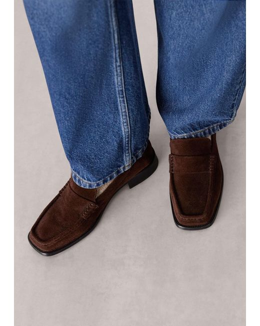 Whistles Brown Mora Suede Square Toe Loafer