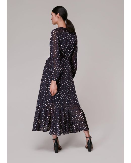 Whistles Multicolor Satin Stripe Spot Wrap Dress
