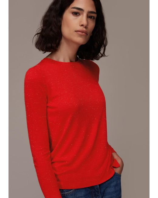Whistles Red Annie Sparkle Knit