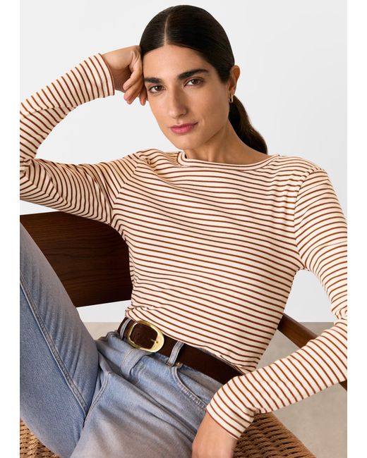 Whistles Multicolor Stripe Crew Neck Jersey Top