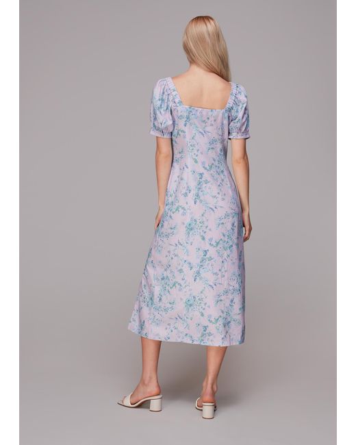 Whistles Gray Floral Bouquet Print Midi